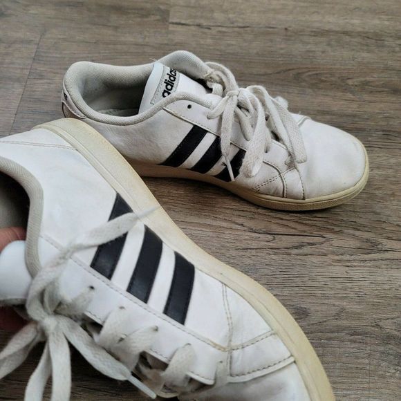 Adidas 3 Stripes Superstar Sneakers White Black Lace Up Low Top Casual Mens Sz 6 - Picture 2 of 11